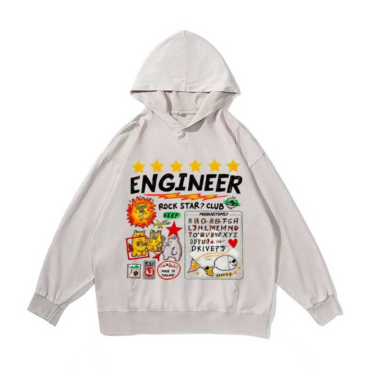 Street-style illustration Vintage-Washed  Hoodie