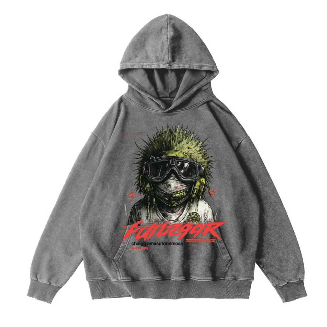 Green Sea Urchin Vintage-Washed  Hoodie