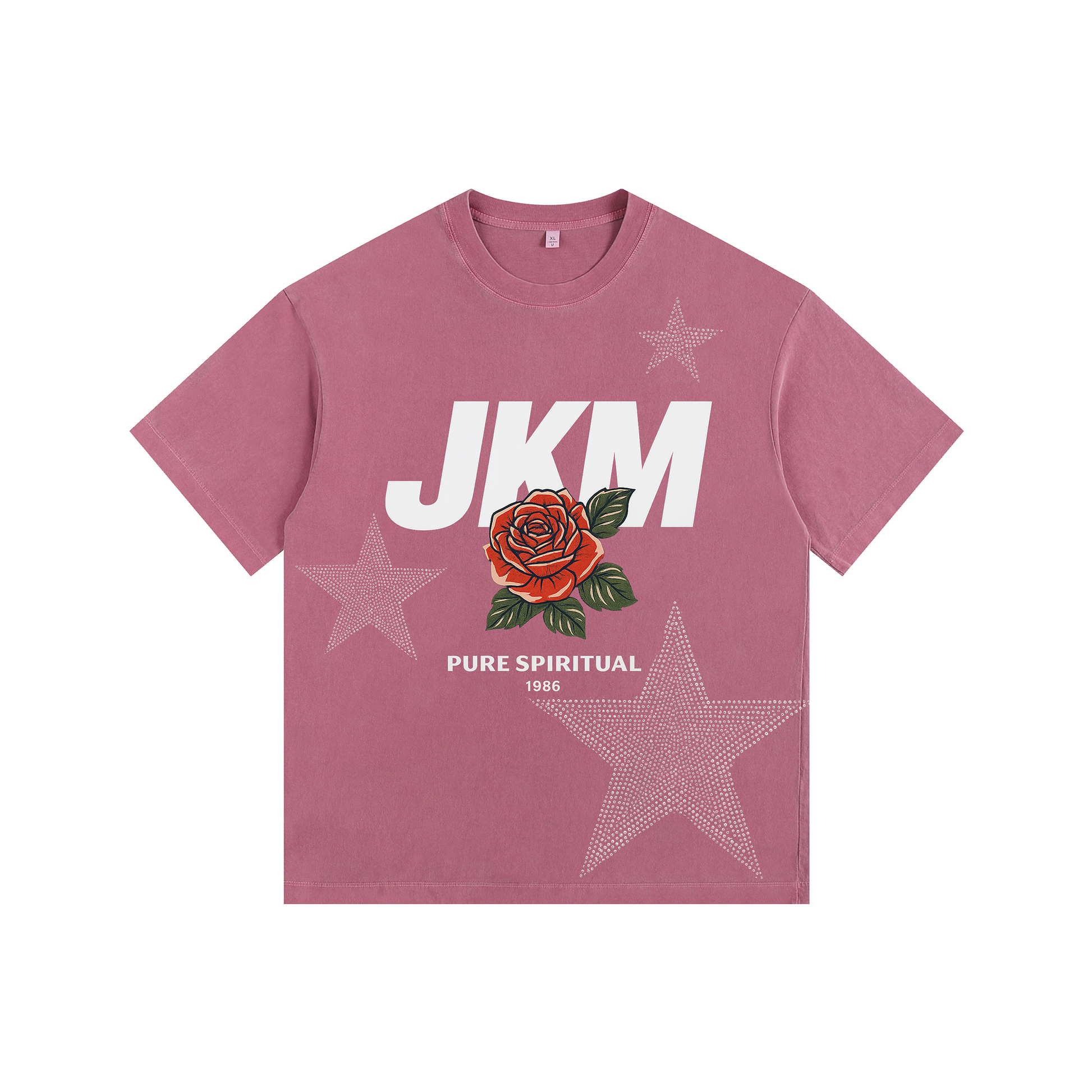 JKM Rose Vintage-washed oversized T-shirt - [CRYSTAL REBEL]