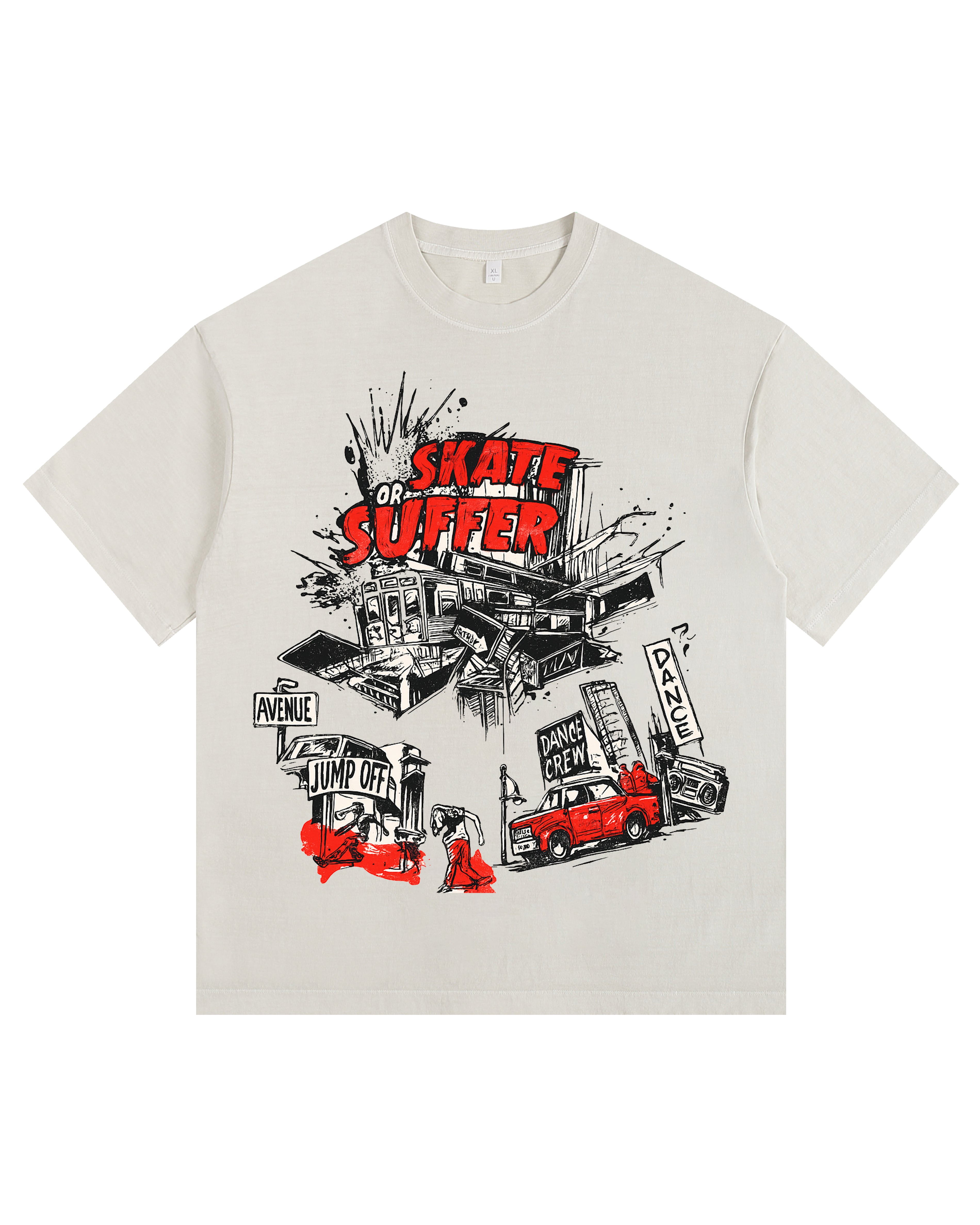 Traffic Accident Vintage-Washed Oversized T-shirt