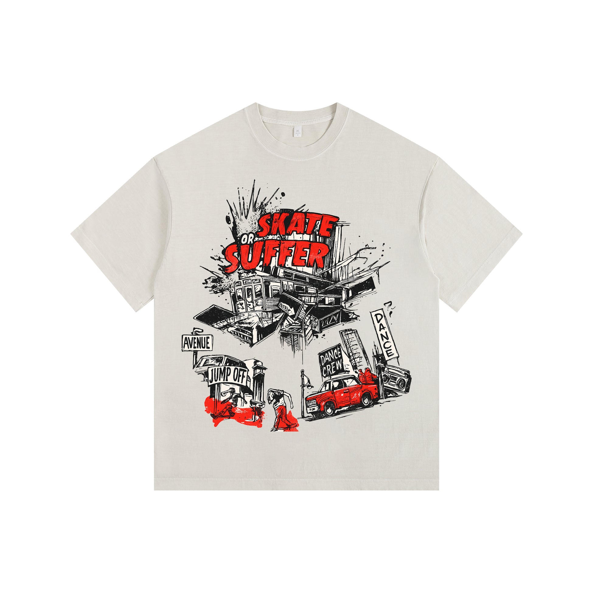 Traffic Accident Vintage-Washed Oversized T-shirt