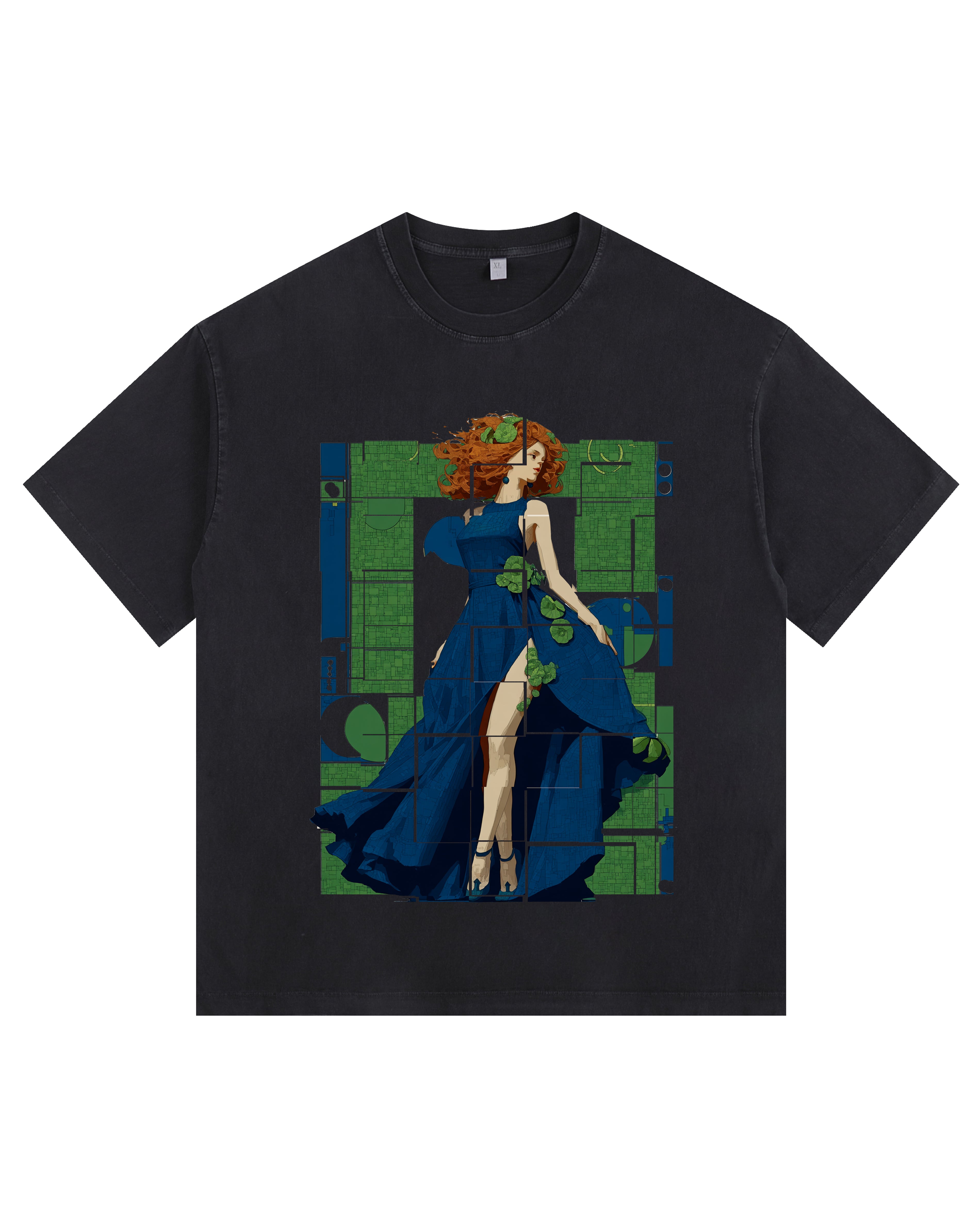 Blue Dress Vintage-Washed Oversized T-shirt