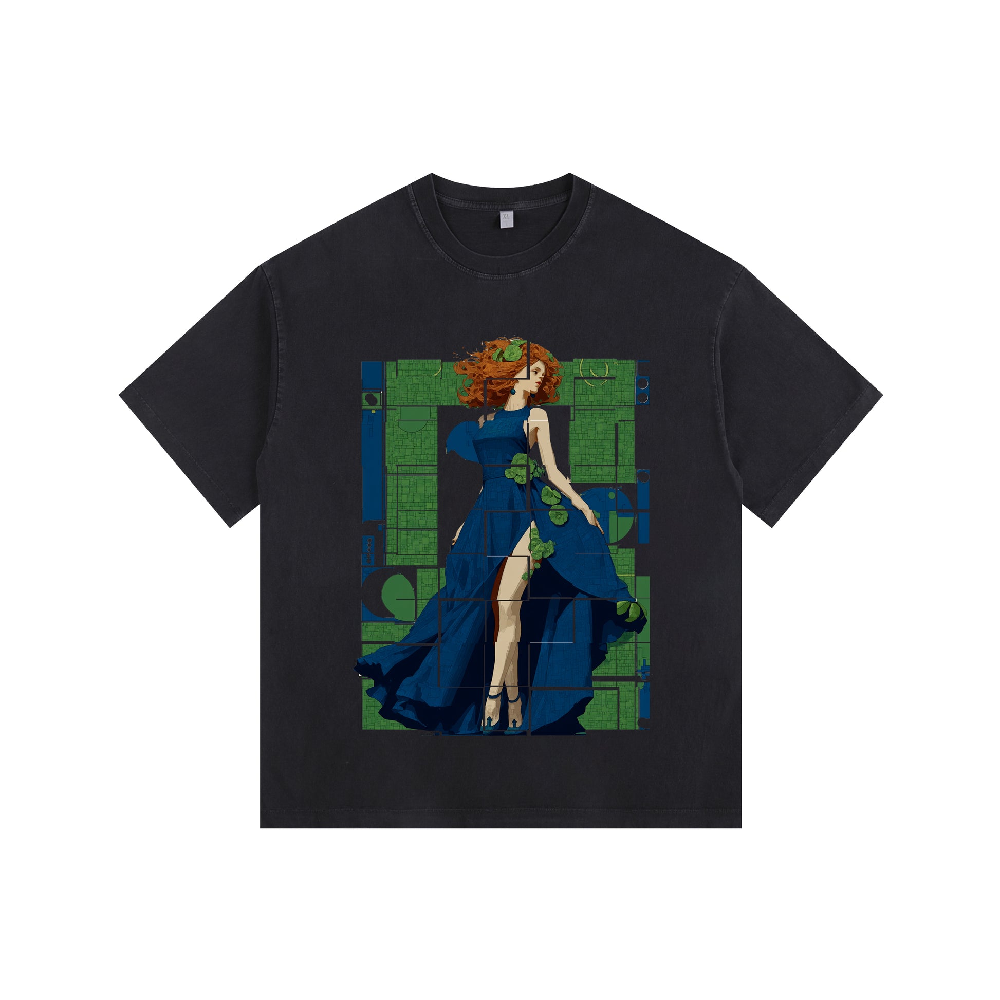 Blue Dress Vintage-Washed Oversized T-shirt
