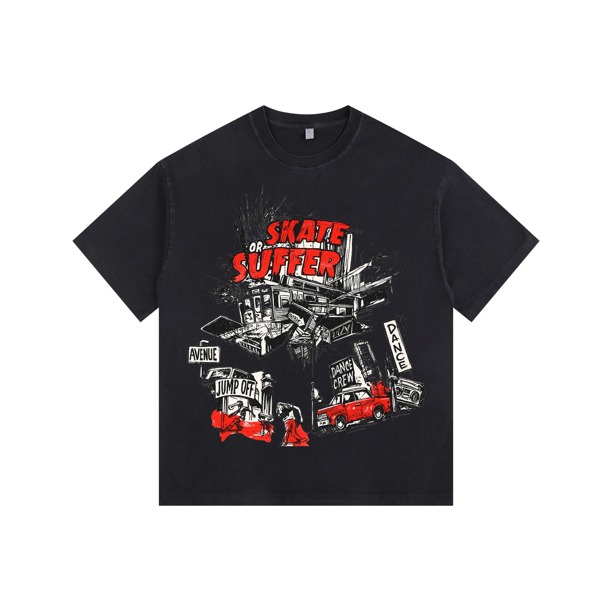 Traffic Accident Vintage-Washed Oversized T-shirt