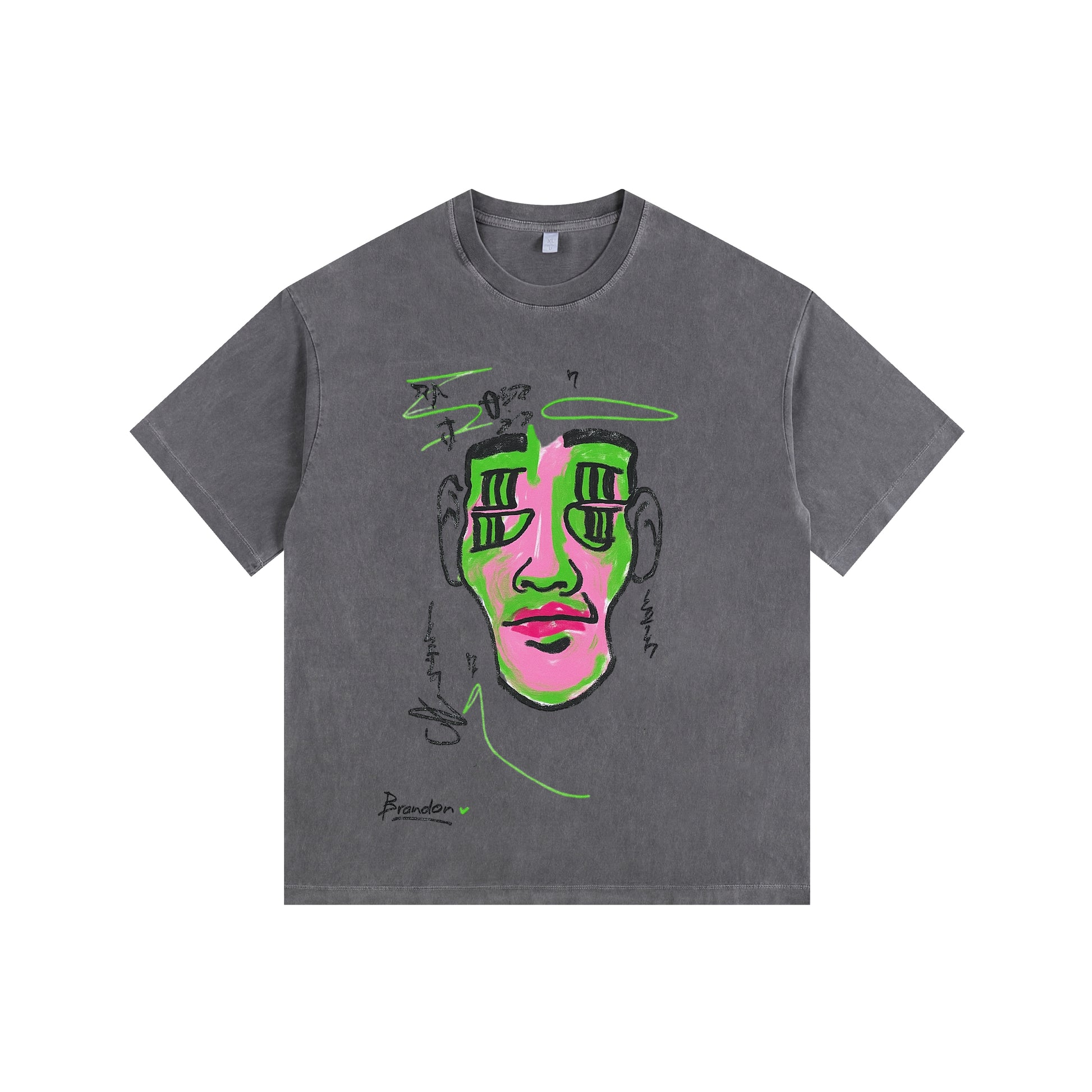 Comical Face Vintage-washed oversized T-shirt