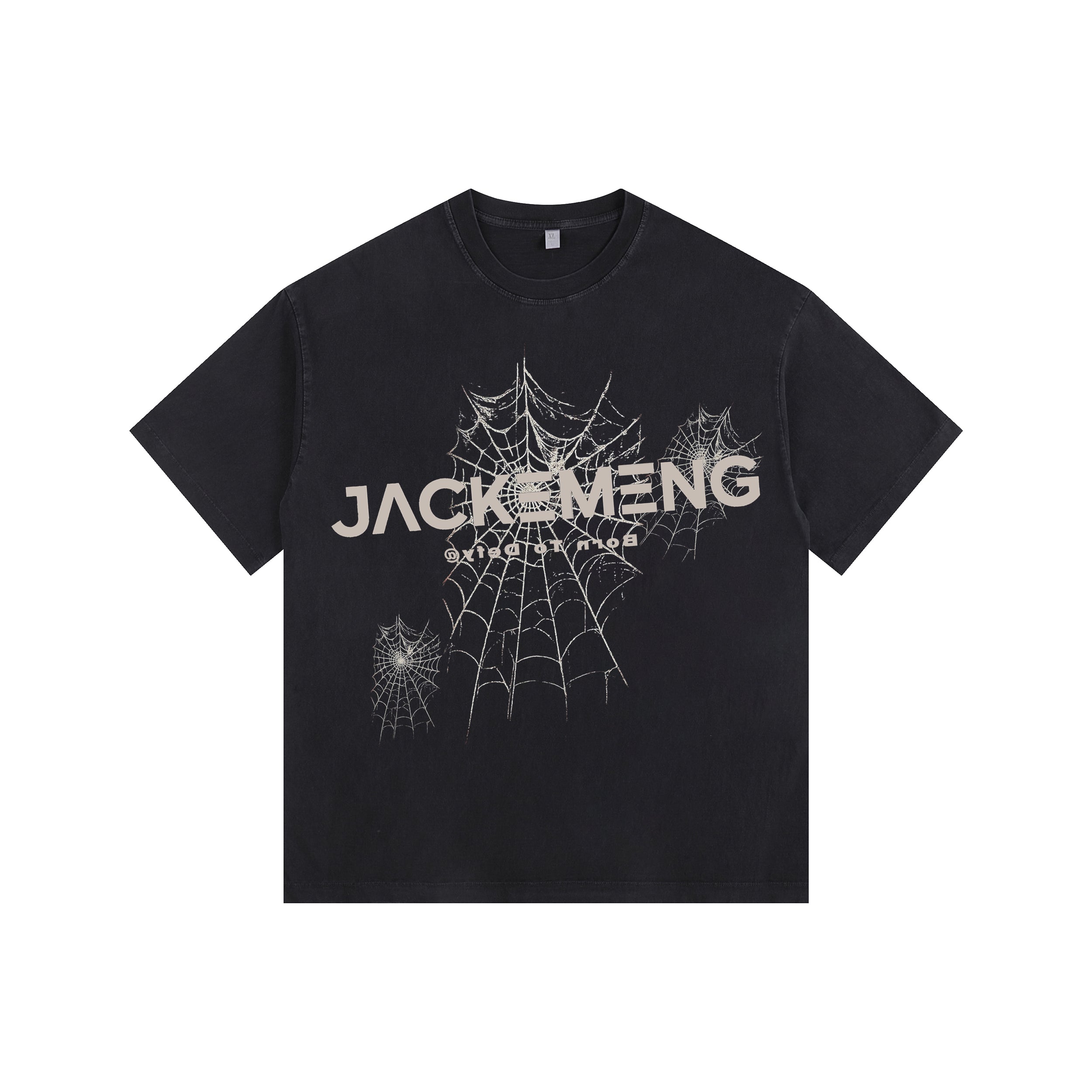 🕸Spider Web Vintage-Washed Oversized T-shirt - [CRYSTAL REBEL]