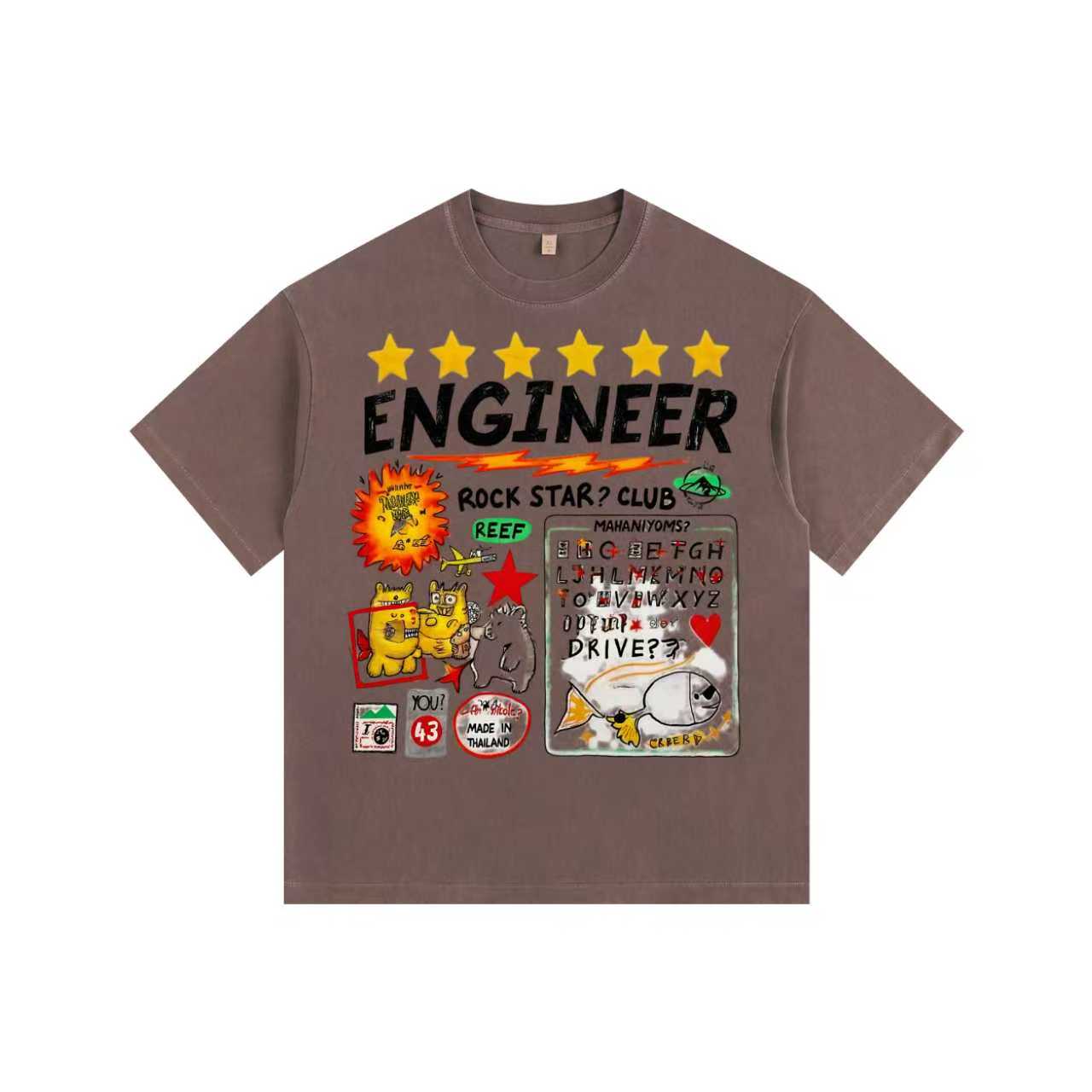 Street-style illustration Vintage-washed oversized T-shirt