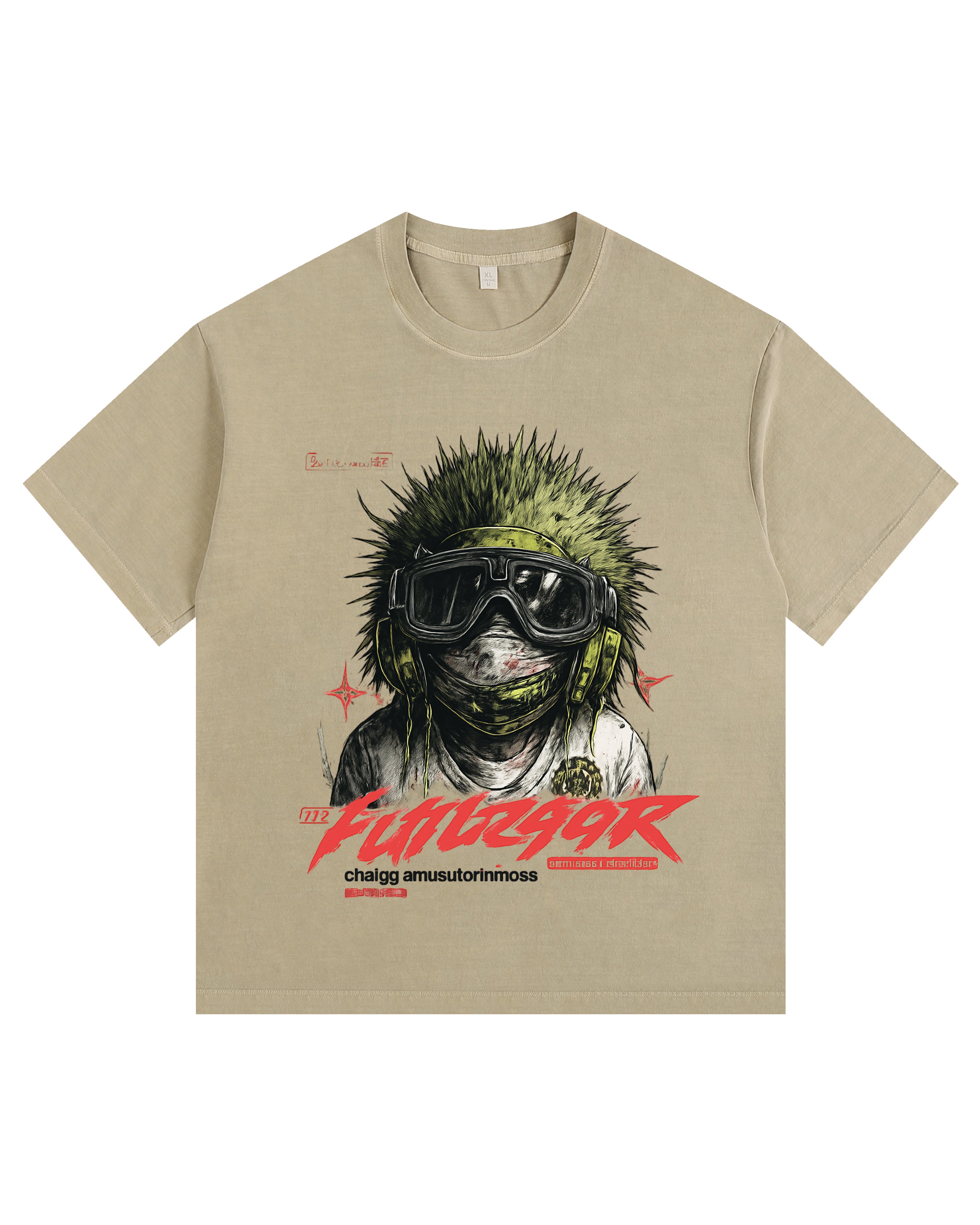 Green Sea Urchin Vintage-Washed Oversized T-shirt