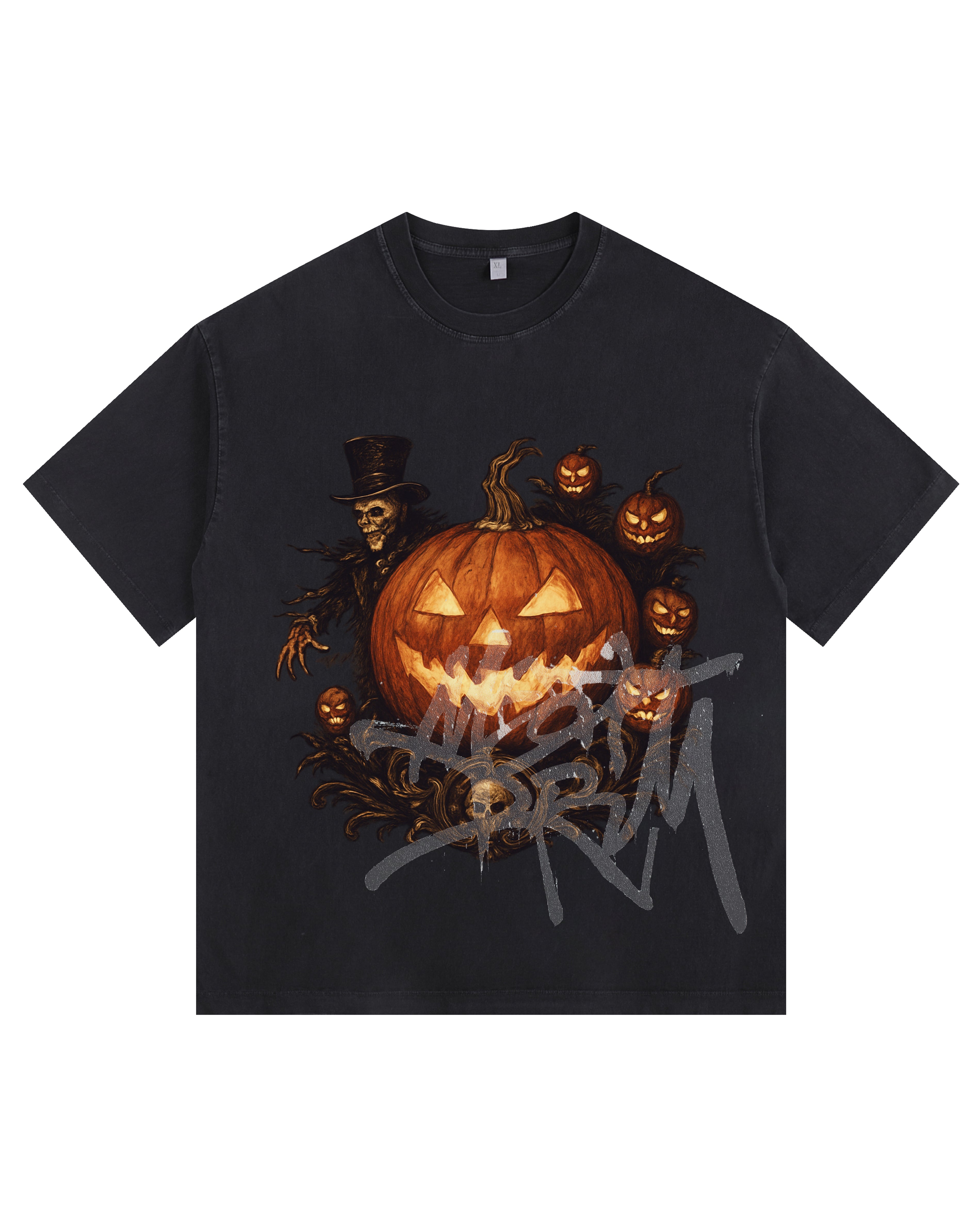 Halloween pumpkin Vintage-Washed Oversized T-shirt – [Halloween🎃]