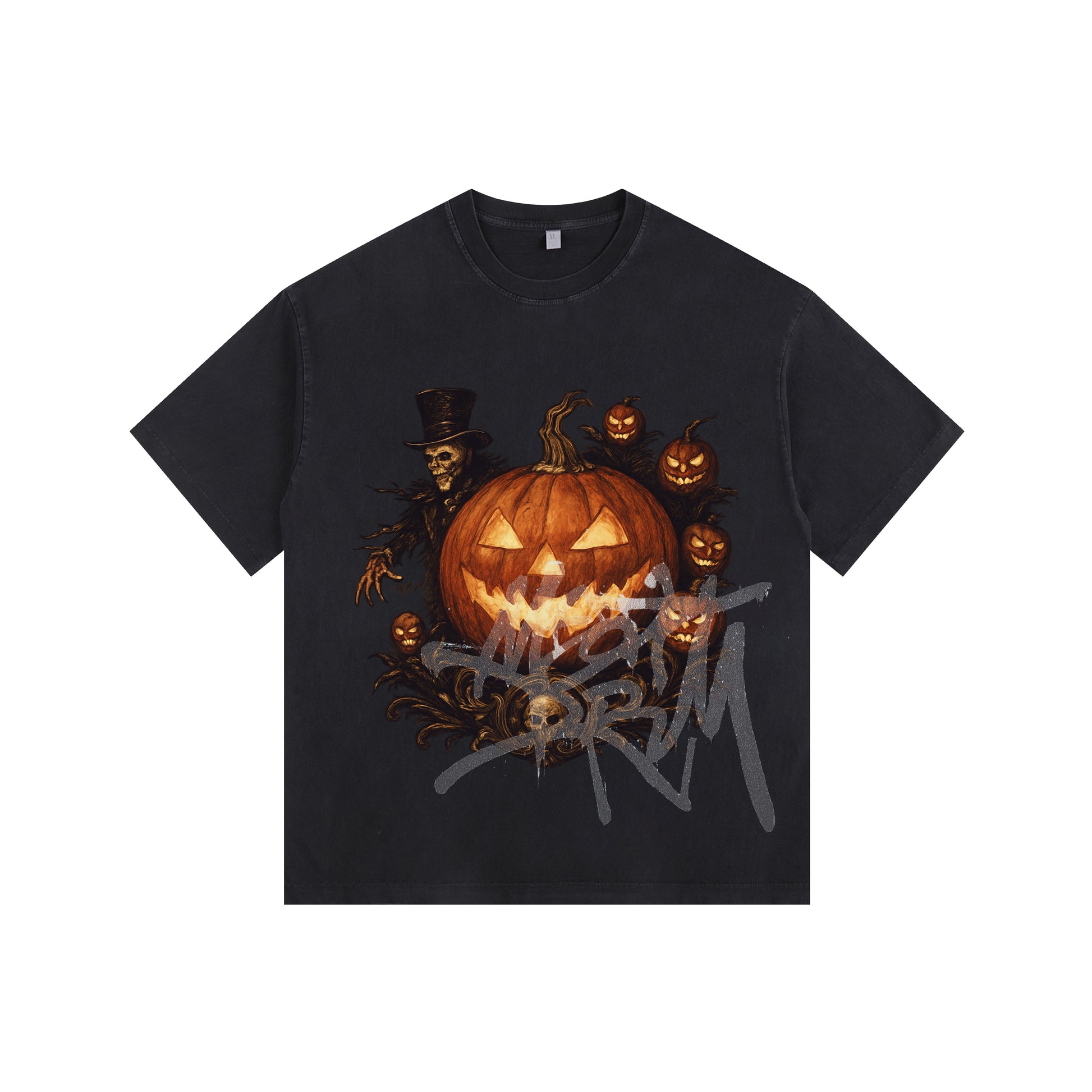 Halloween pumpkin Vintage-Washed Oversized T-shirt – [Halloween🎃]