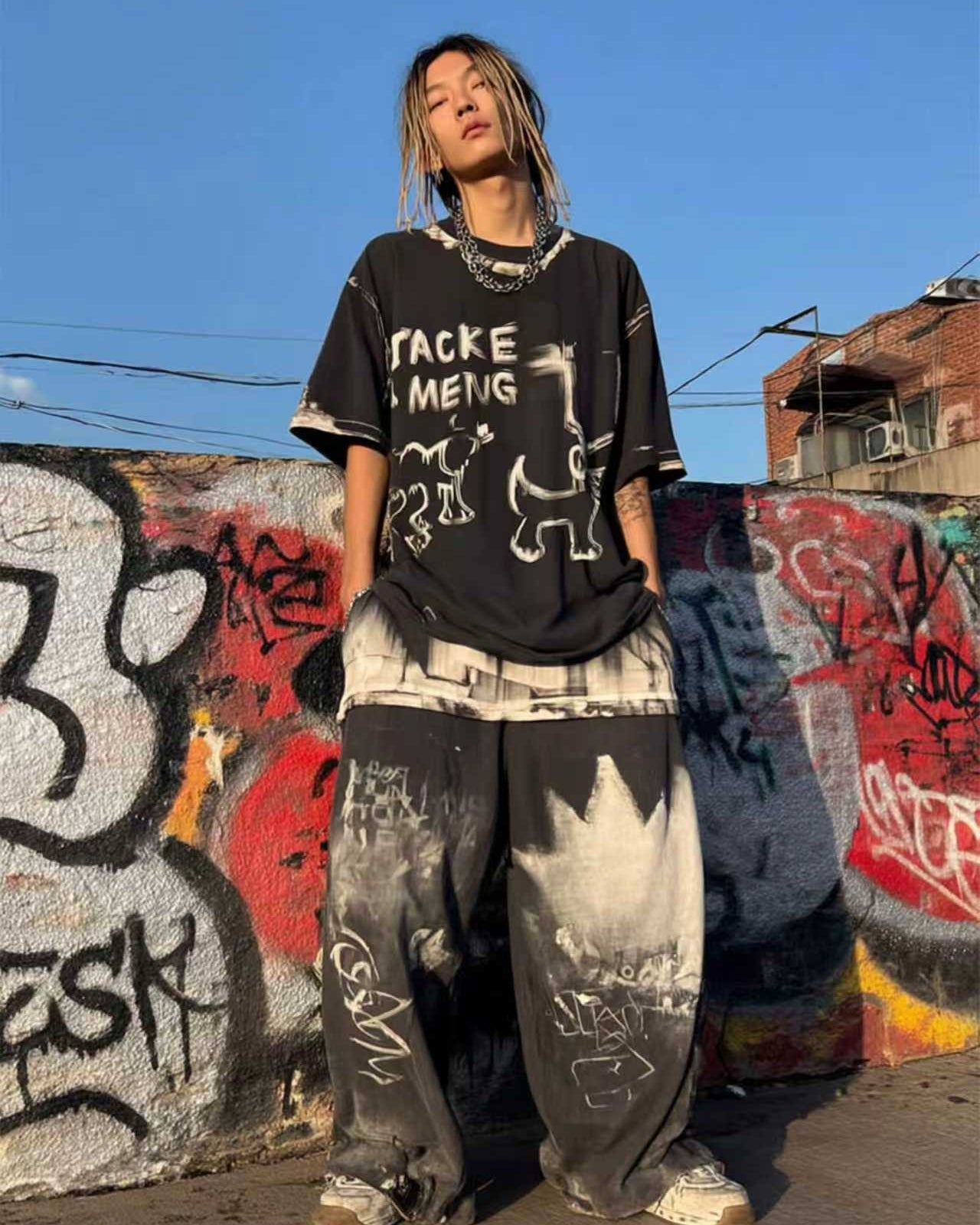 Strange creature Vintage-Washed Oversized Tee – [Oxide Union]