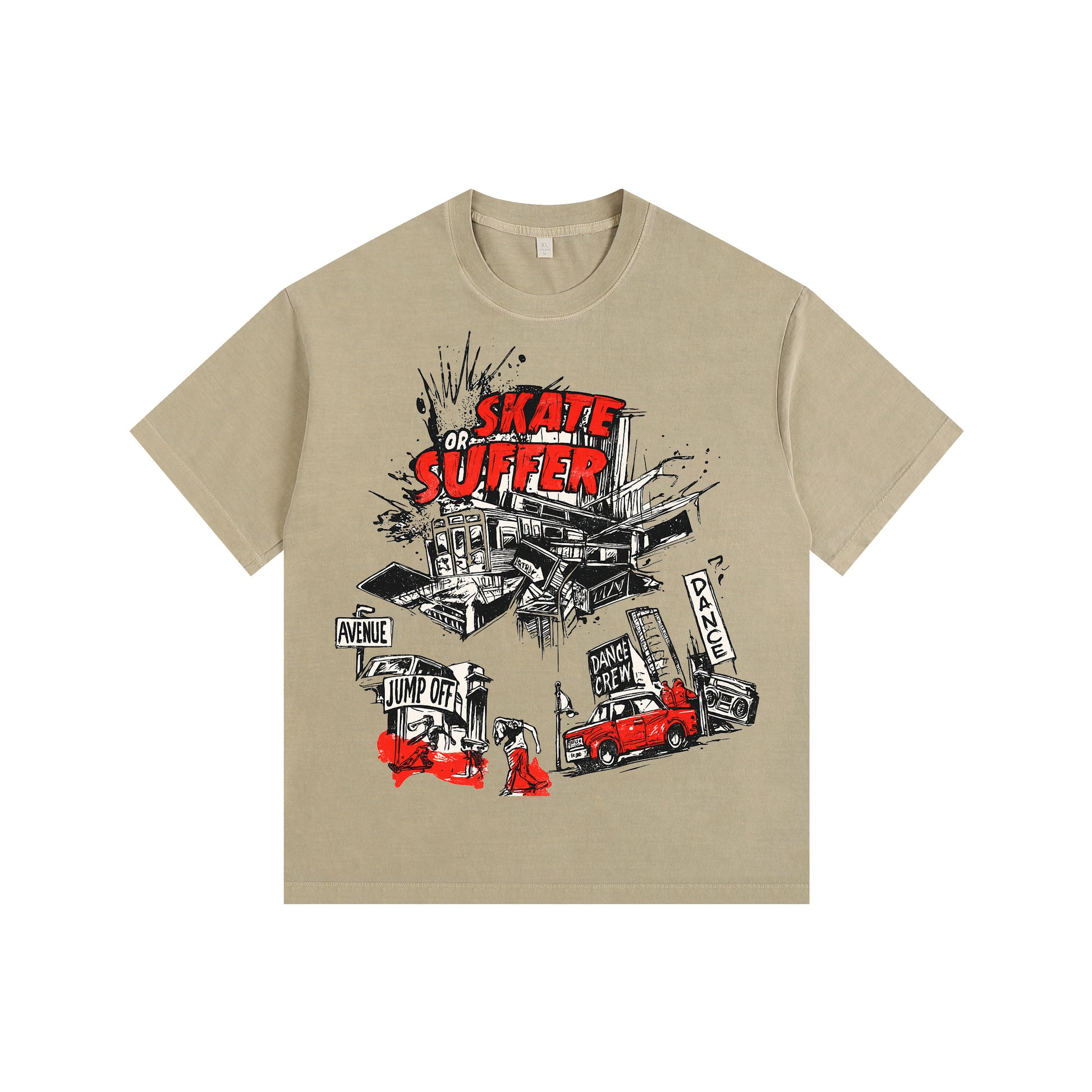Traffic Accident Vintage-Washed Oversized T-shirt