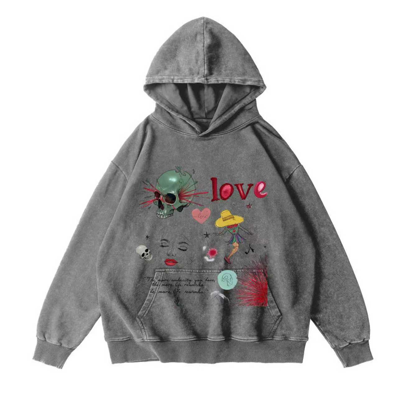 Ghostly Romance Vintage-Washed  Hoodie
