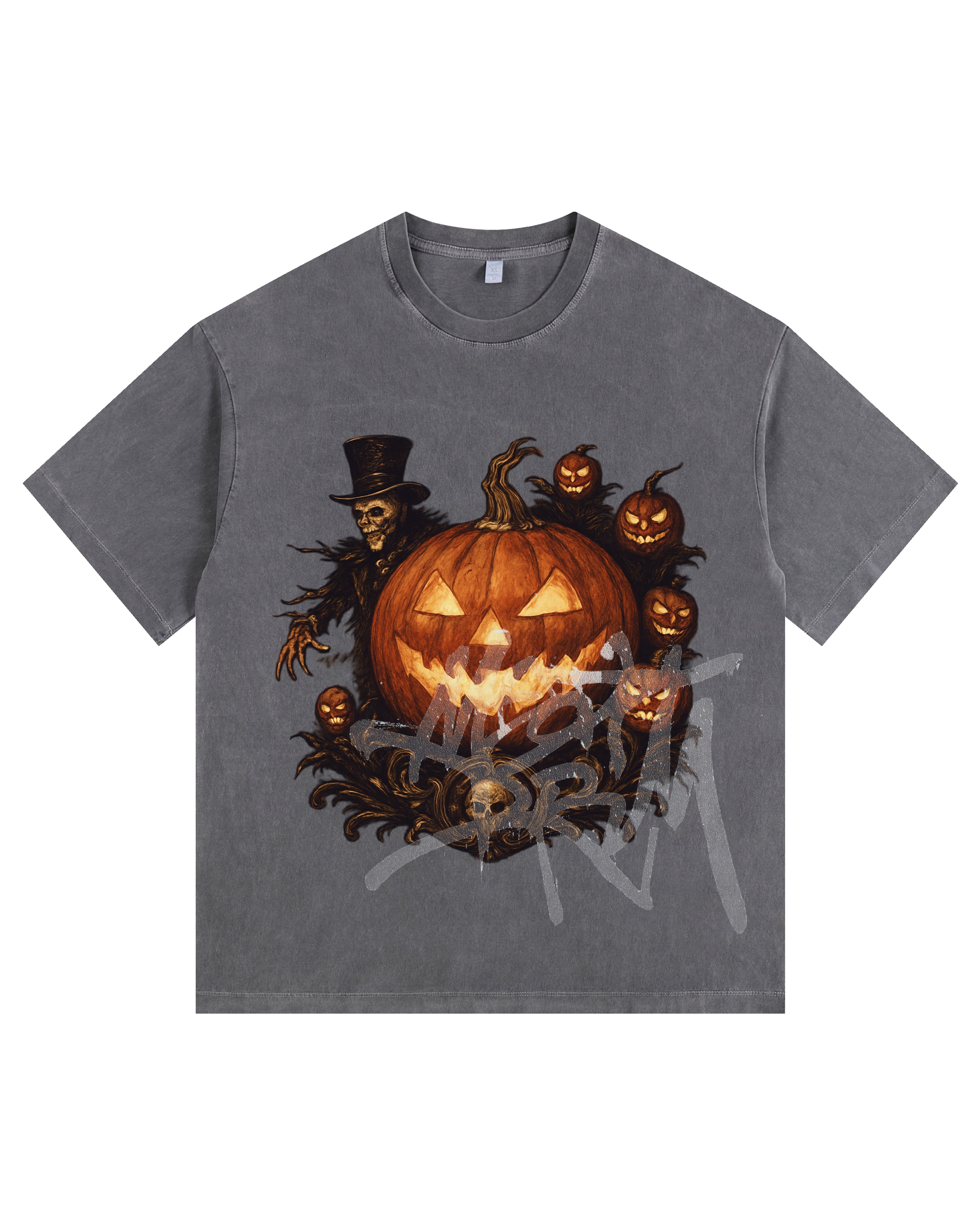 Halloween pumpkin Vintage-Washed Oversized T-shirt – [Halloween🎃]
