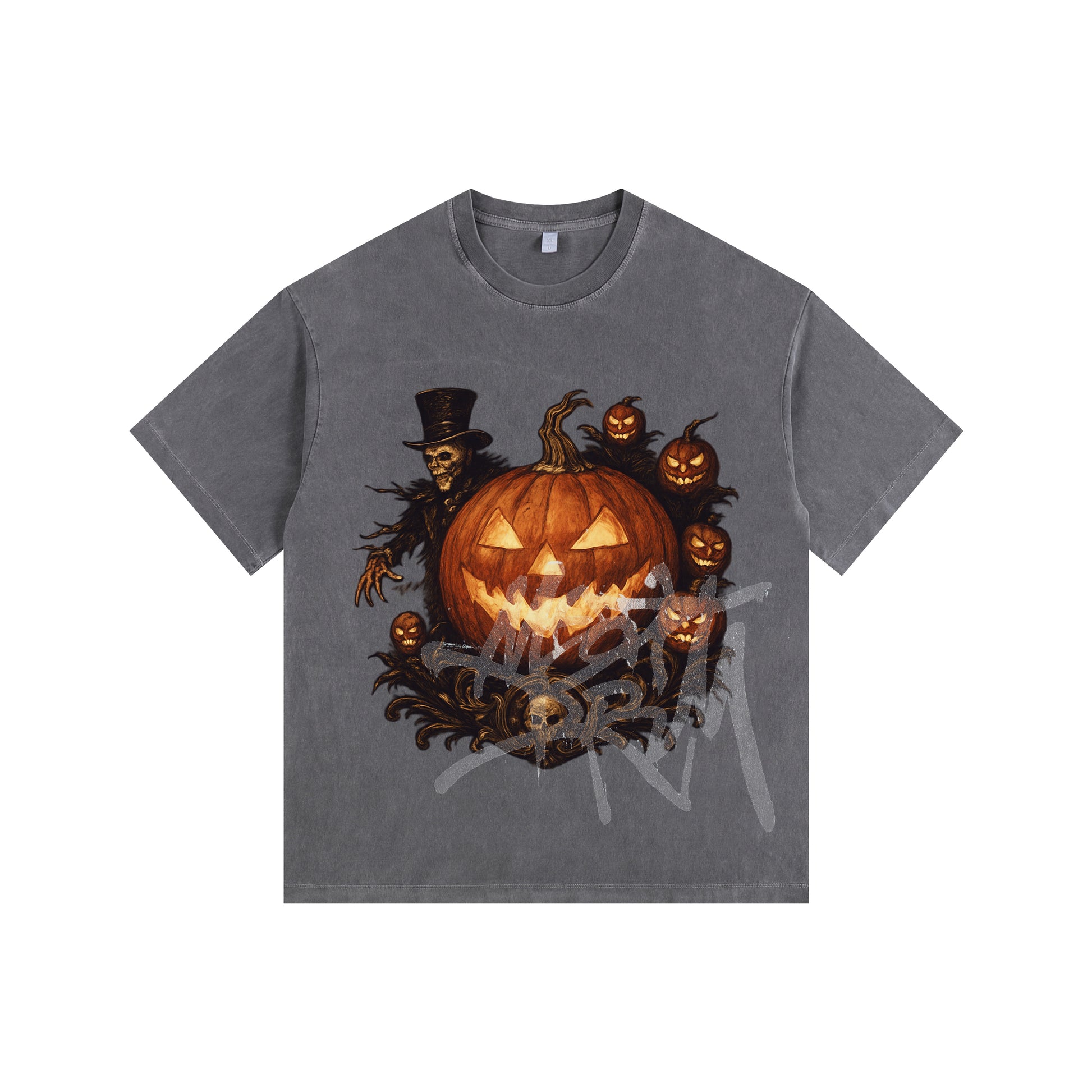 Halloween pumpkin Vintage-Washed Oversized T-shirt – [Halloween🎃]
