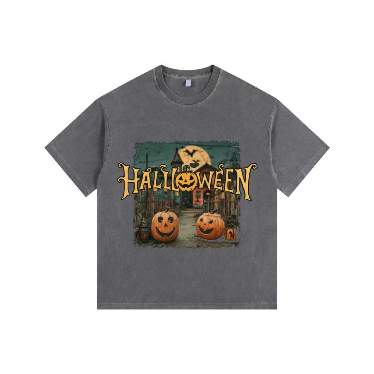 Village Vintage-Washed Oversized Tee – [Halloween🎃]