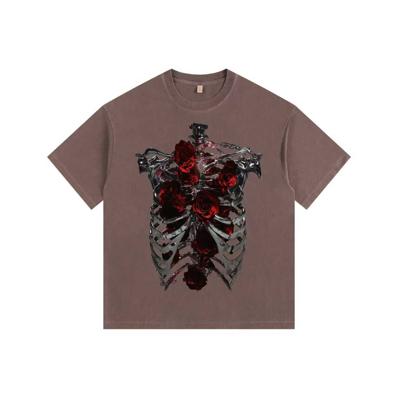 Skull Rose Vintage-washed oversize tee