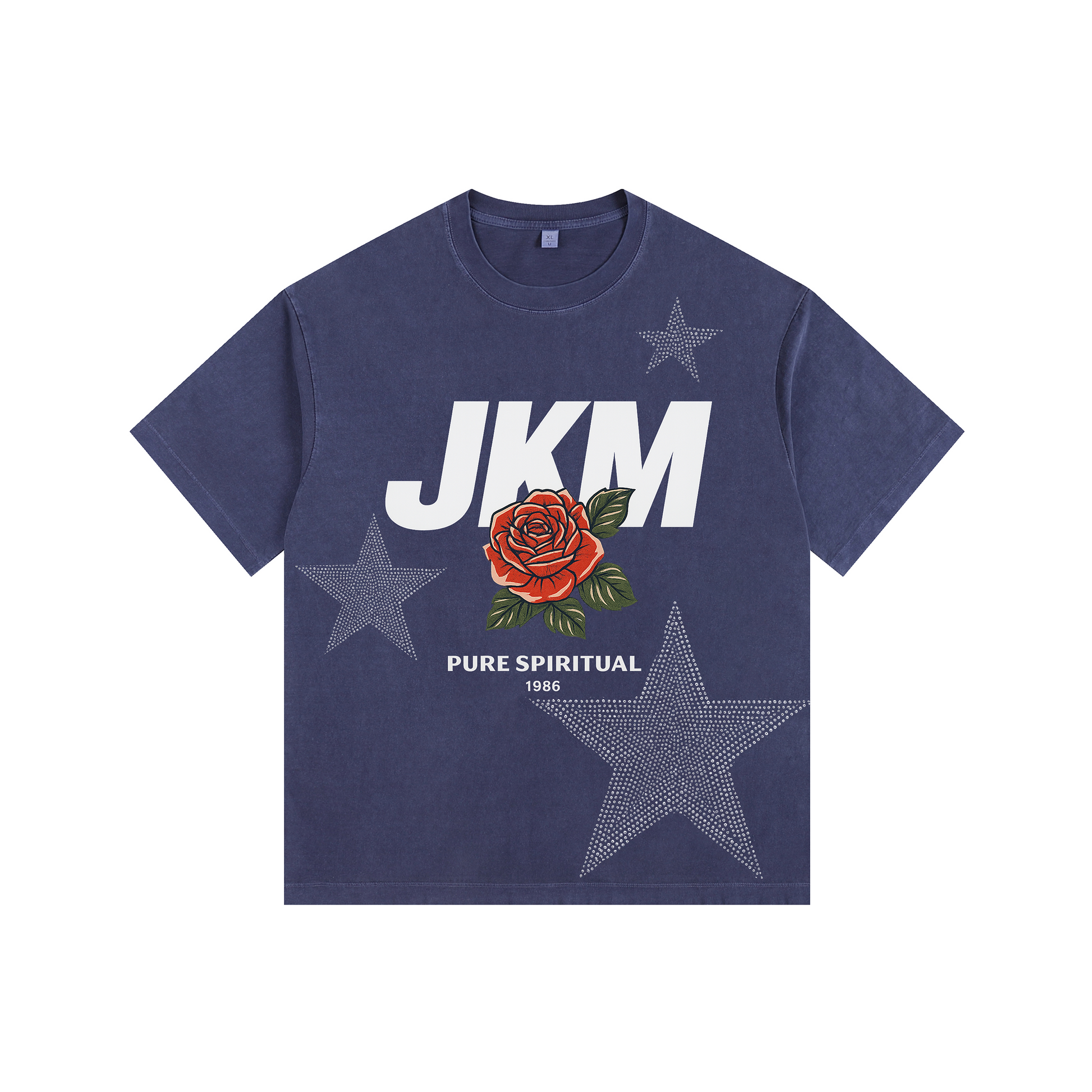 JKM Rose Vintage-washed oversized T-shirt - [CRYSTAL REBEL]