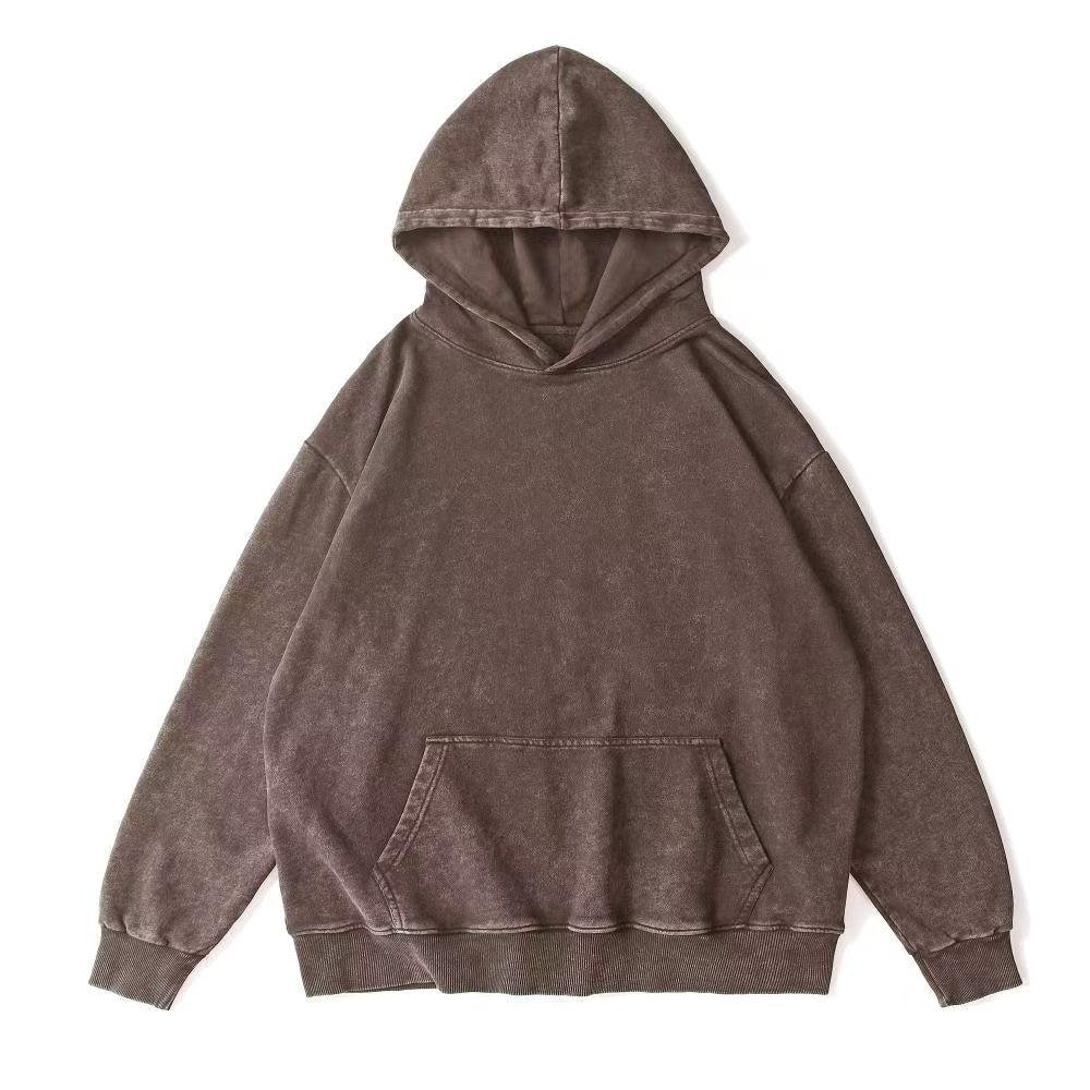 Solid color Vintage-washed oversize Hoodie
