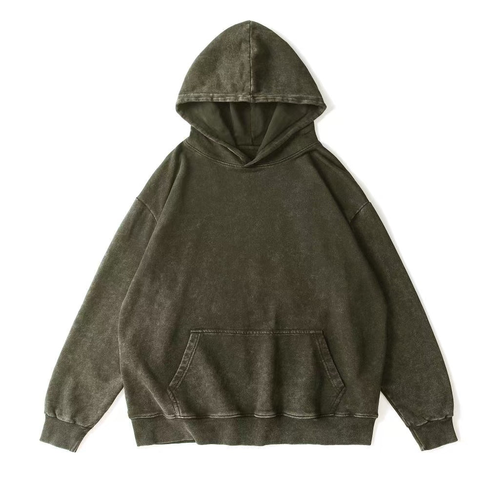 Solid color Vintage-washed oversize Hoodie