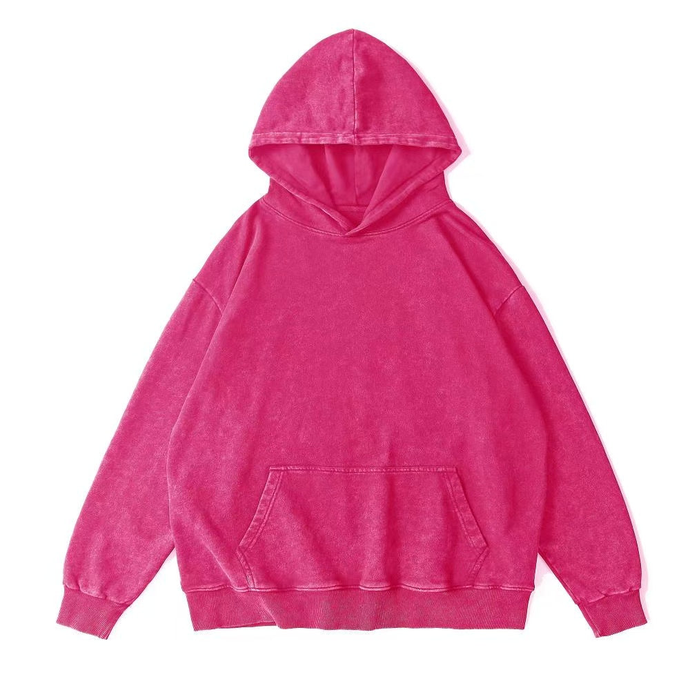 Solid color Vintage-washed oversize Hoodie
