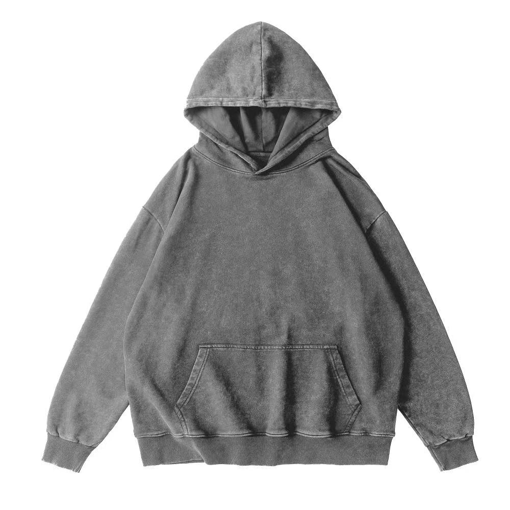 Solid color Vintage-washed oversize Hoodie